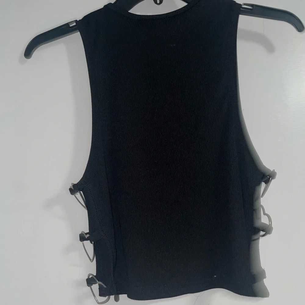 Adika Black Tank Top with Side Buckles - Picture 3 of 4